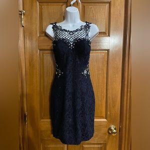 Navy blue lace formal dress with cutouts Size 1